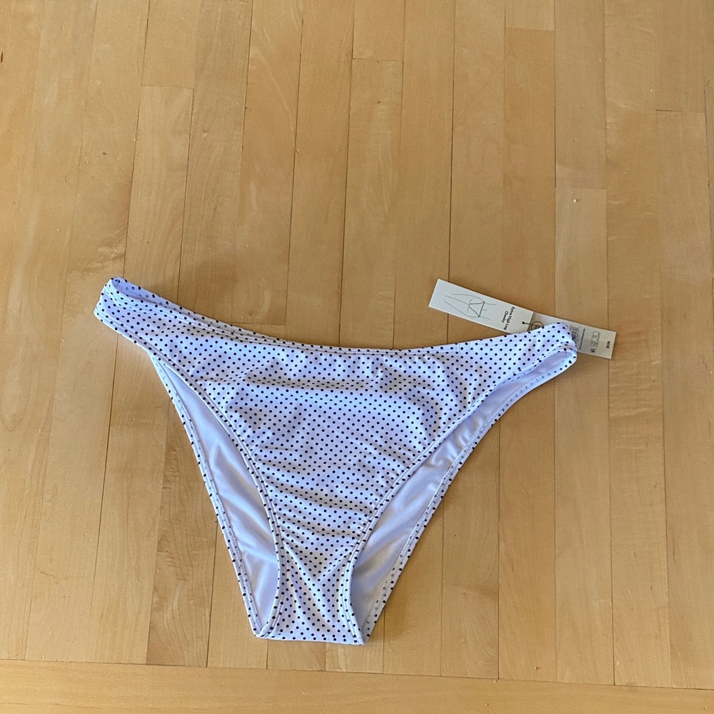 No Boundaries White Bikini Bottom with Black Dots